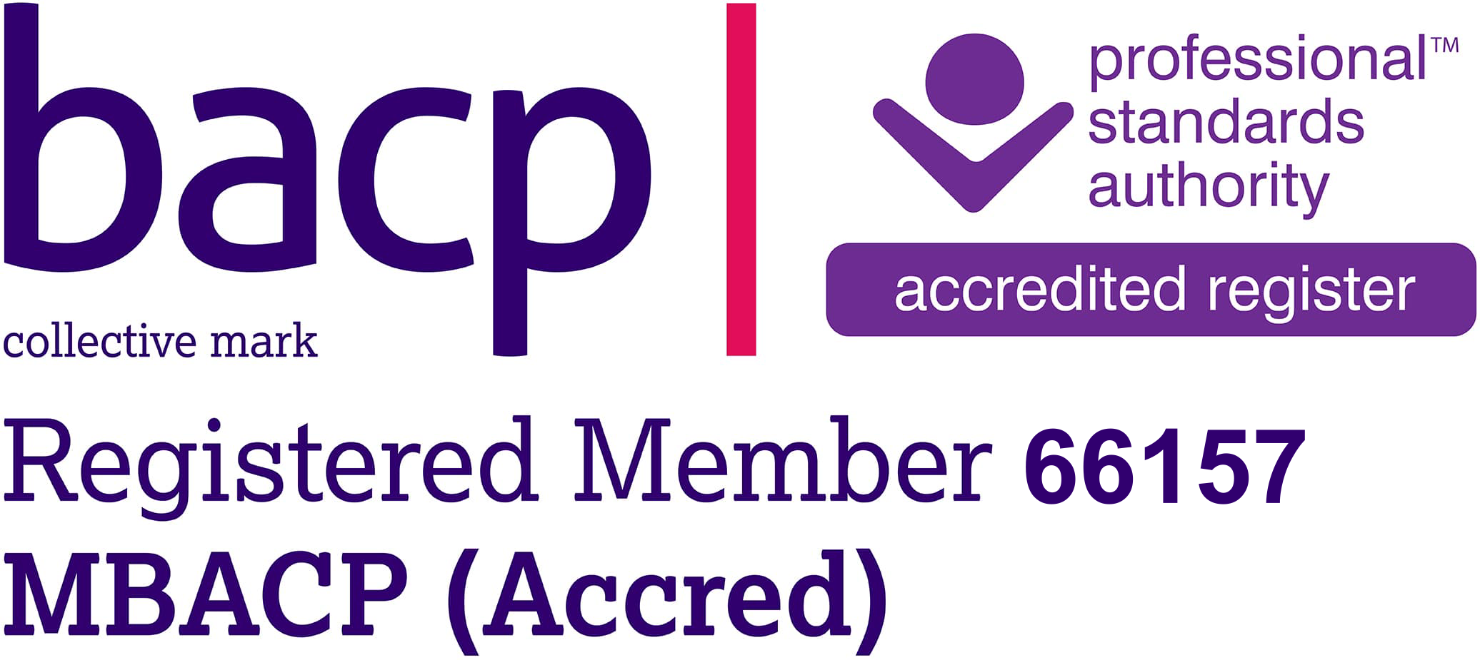 BACP Registered Member 66157 - MBACP (Accred) - Professional Standards Authority Accredited Register